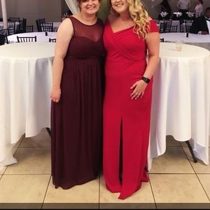 Red Off the Shoulder Formal Gown